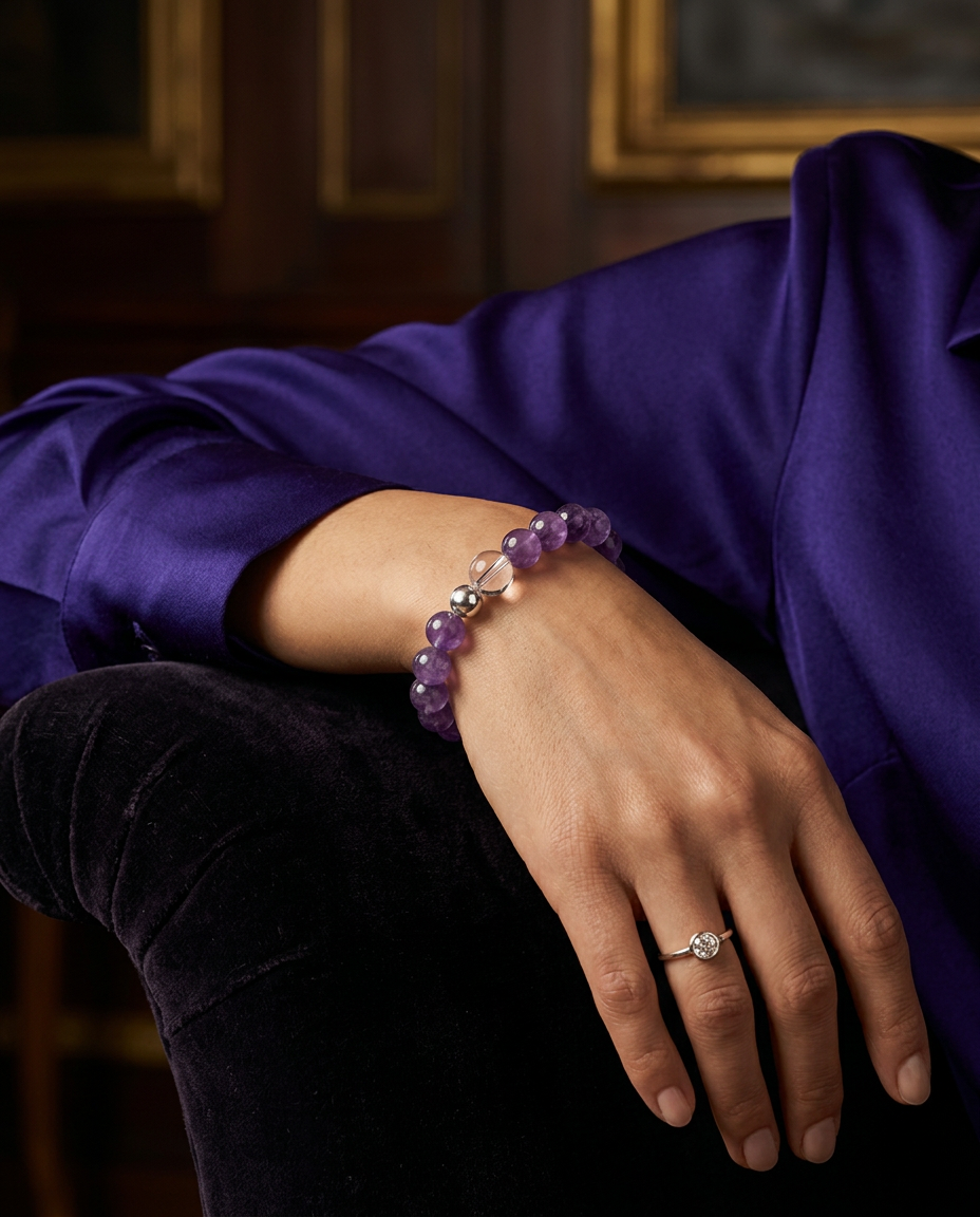 “Purple Aura” Natural Lavender Amethyst Beaded Bracelet