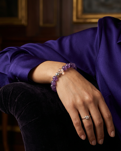 “Purple Aura” Natural Lavender Amethyst Beaded Bracelet