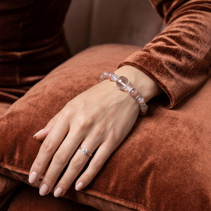 Original Design "Moonlit Latte" — Natural Milky Moonstone & Clear Quartz Bracelet