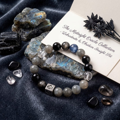 Tough Yet Tender — "Energy Shield" Natural Gray Moonstone & Silver Obsidian Bracelet
