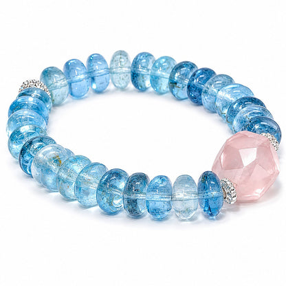 Emotionally Sensitive Souls — Natural Icy Swiss Blue Topaz & Rhodochrosite Bracelet
