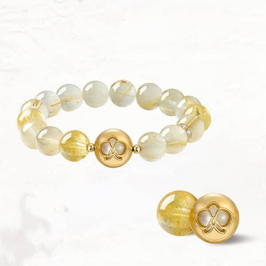 “Solar Flare” Natural Citrine & Rutilated Quartz Bracelet