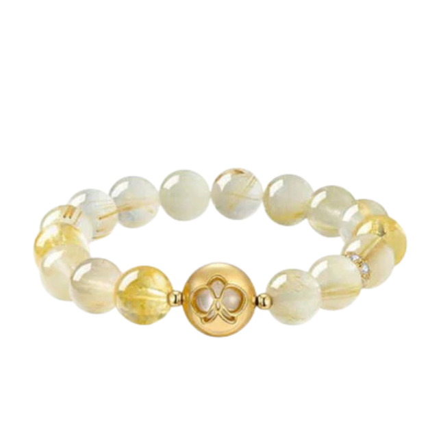 “Solar Flare” Natural Citrine & Rutilated Quartz Bracelet