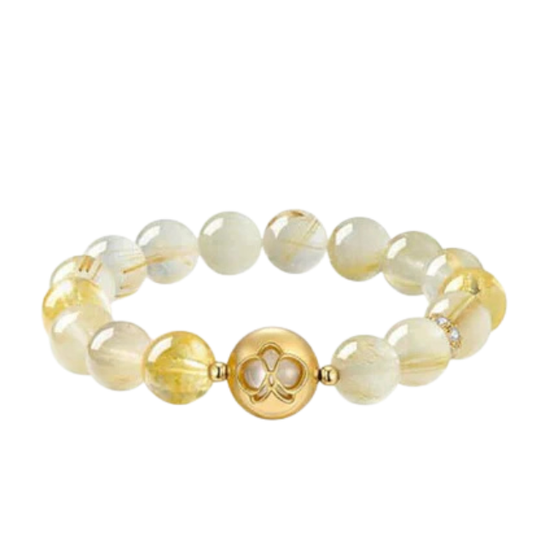 “Solar Flare” Natural Citrine & Rutilated Quartz Bracelet