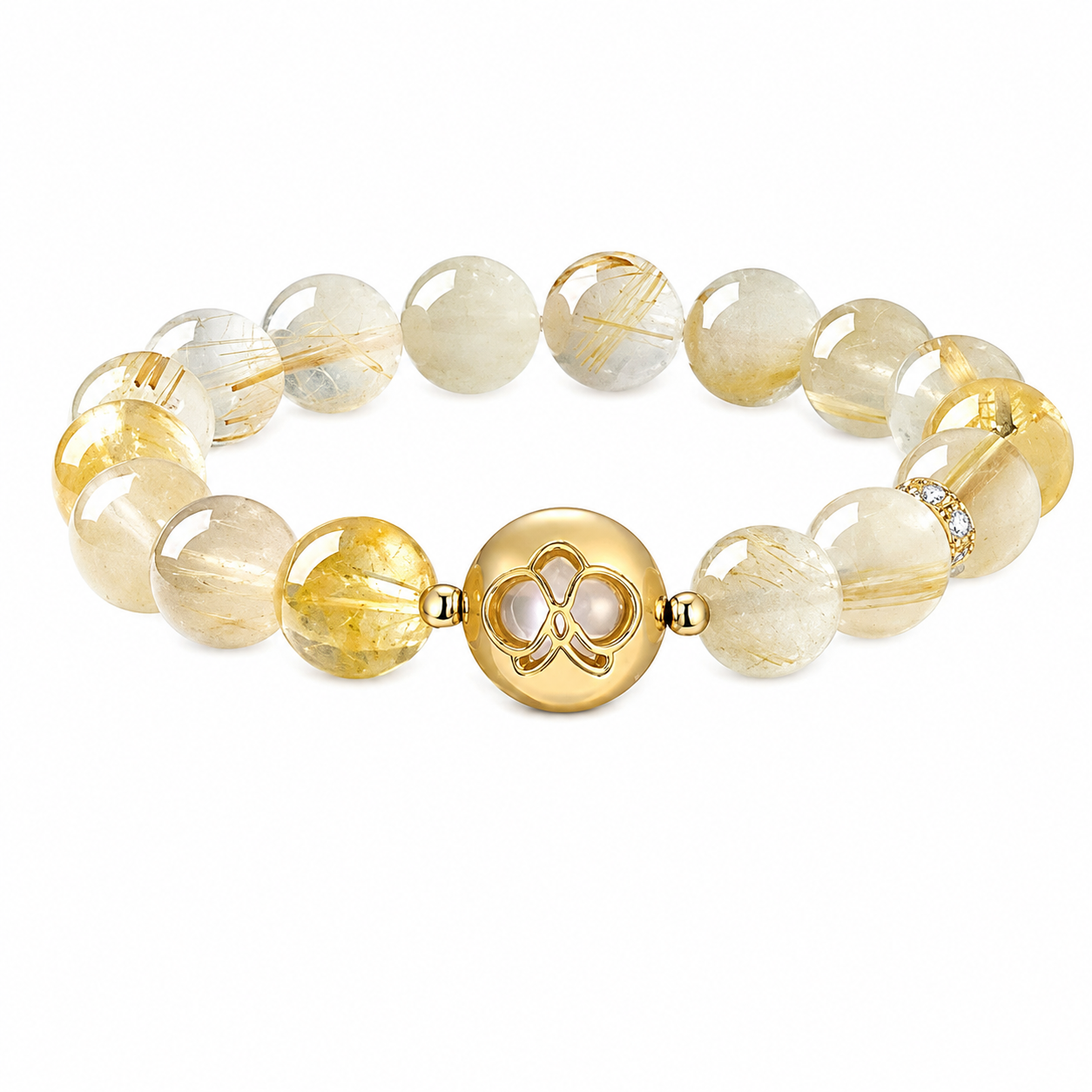 “Solar Flare” Natural Citrine & Rutilated Quartz Bracelet