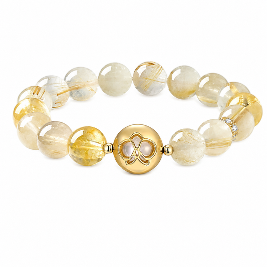 “Solar Flare” Natural Citrine & Rutilated Quartz Bracelet