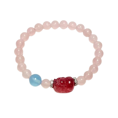 Strawberry Quartz + Pi Xiu Charm + Pink Aventurine & Aquamarine