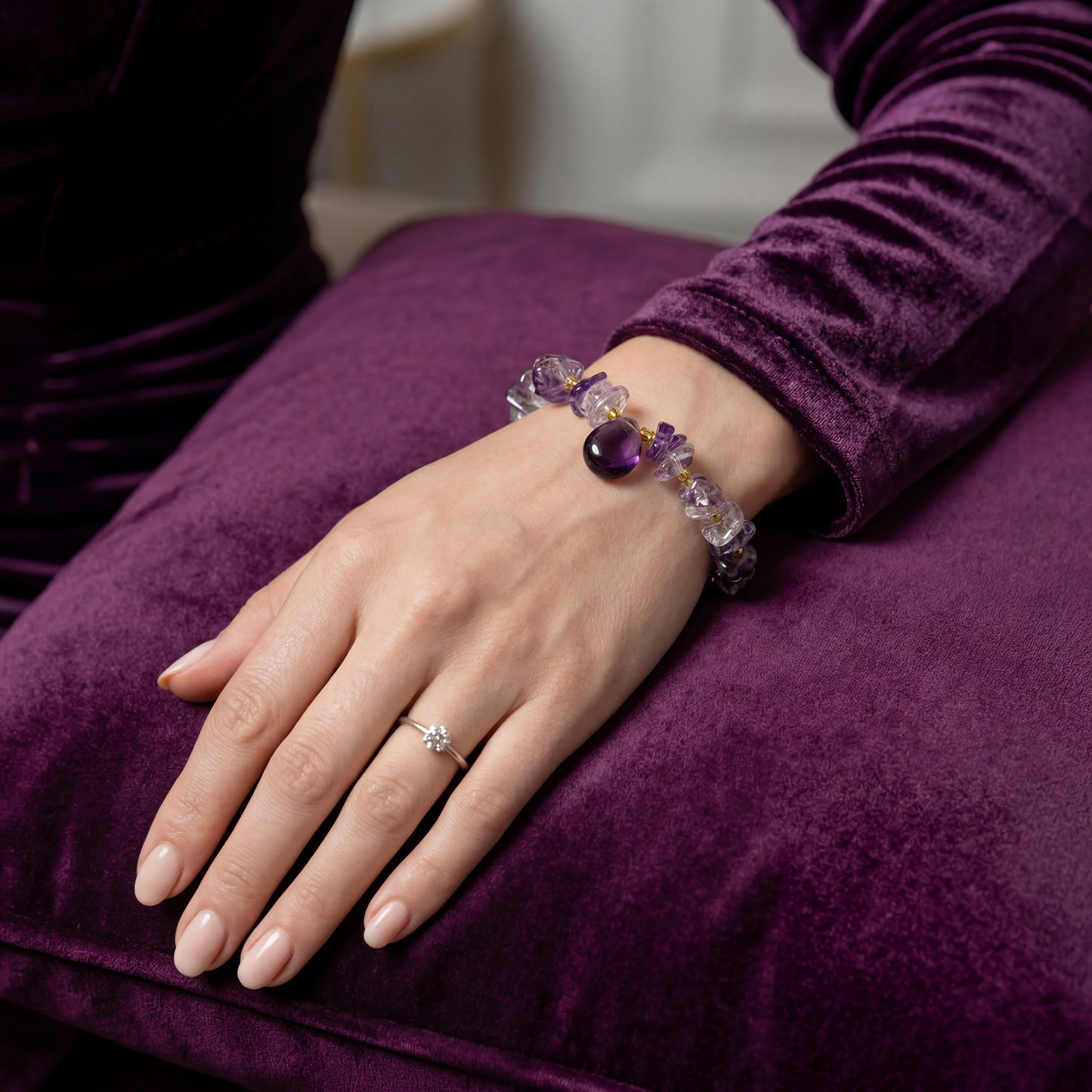 Original Design 【Stone of Wisdom】Amethyst Freeform Bracelet