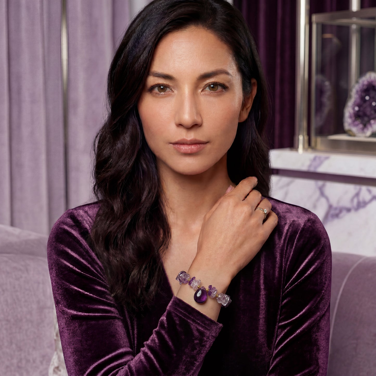 Original Design 【Stone of Wisdom】Amethyst Freeform Bracelet