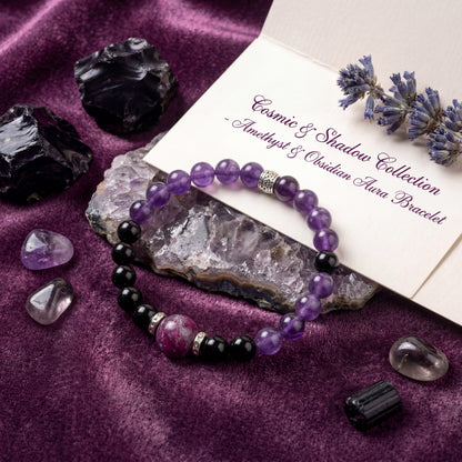 Spiritual Awakening & Protection & Intuition – Original Design in Amethyst and Black Onyx