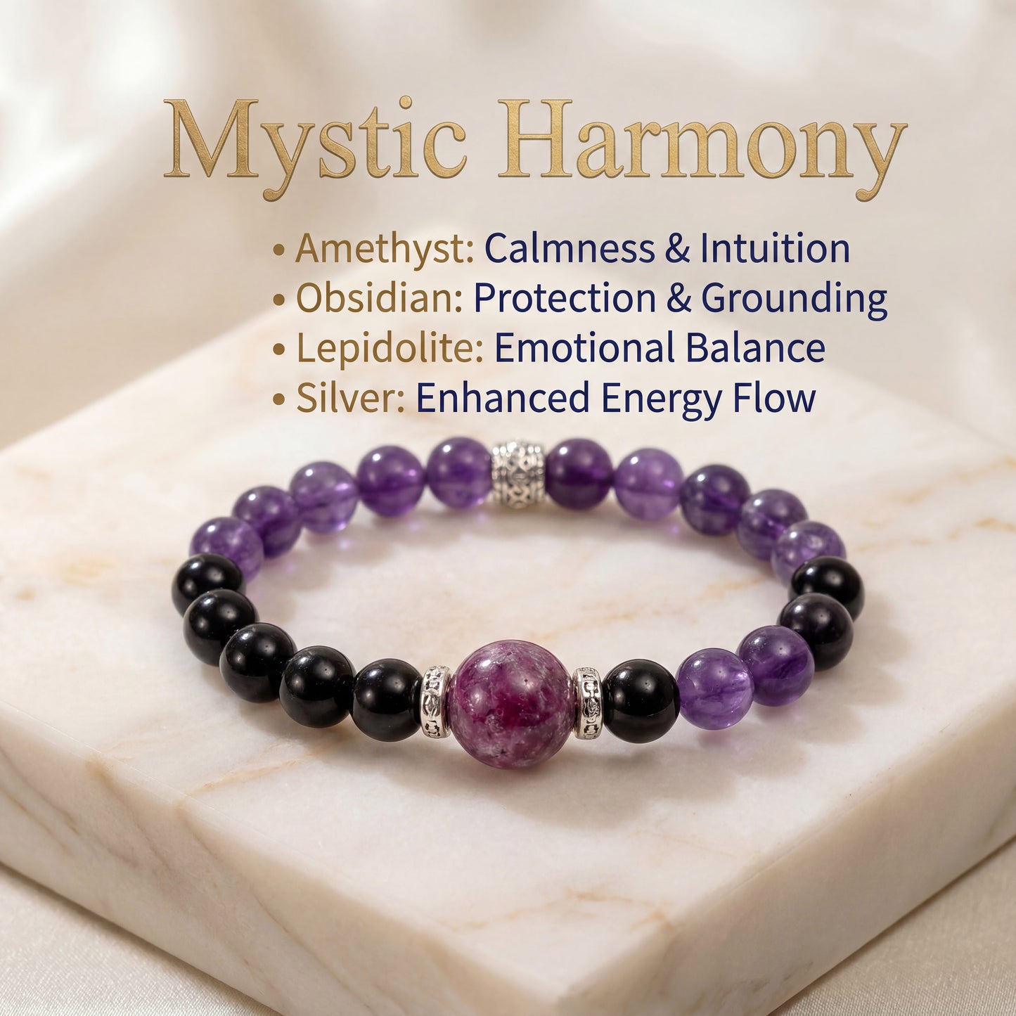 Spiritual Awakening & Protection & Intuition – Original Design in Amethyst and Black Onyx