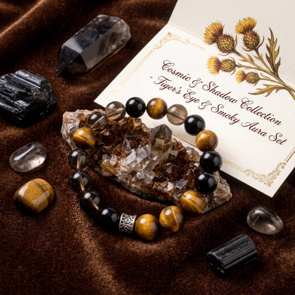 Career & Protection Bracelet – Golden Tiger's Eye, Silver Obsidian, Smoky Quartz (Original Design)