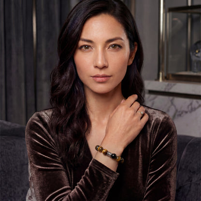 Career & Protection Bracelet – Golden Tiger's Eye, Silver Obsidian, Smoky Quartz (Original Design)
