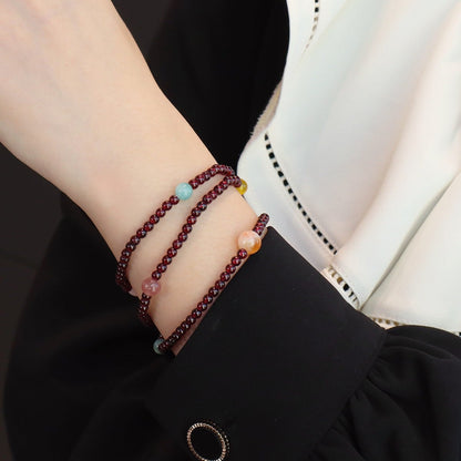 Triple Wrap Gemstone Bracelet – Garnet and Multi-Gem