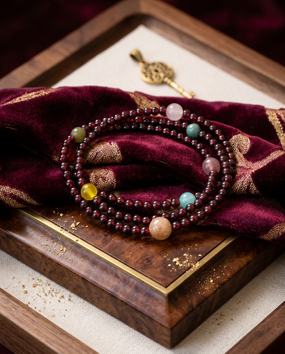 Triple Wrap Gemstone Bracelet – Garnet and Multi-Gem
