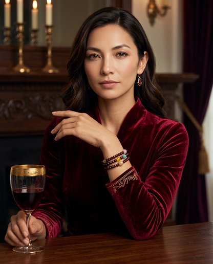 Triple Wrap Gemstone Bracelet – Garnet and Multi-Gem