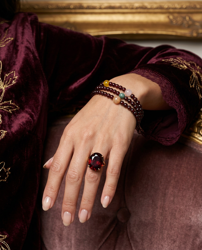 Triple Wrap Gemstone Bracelet – Garnet and Multi-Gem