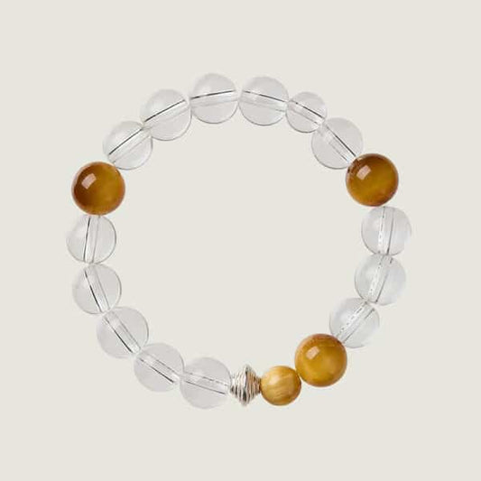 “White Realm Amber Light” Natural Rock Crystal Stretch Bracelet