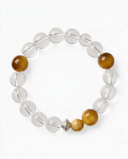 “White Realm Amber Light” Natural Rock Crystal Stretch Bracelet