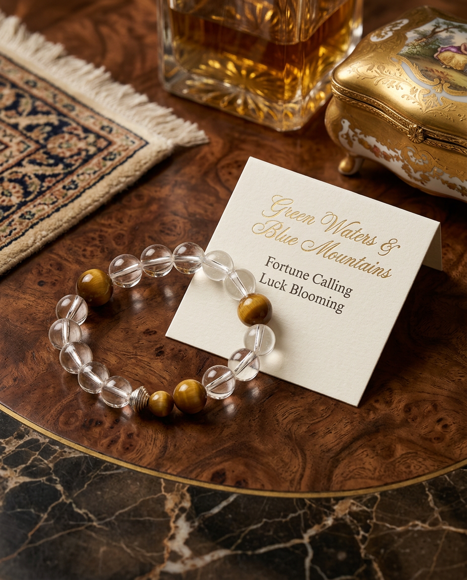 “White Realm Amber Light” Natural Rock Crystal Stretch Bracelet