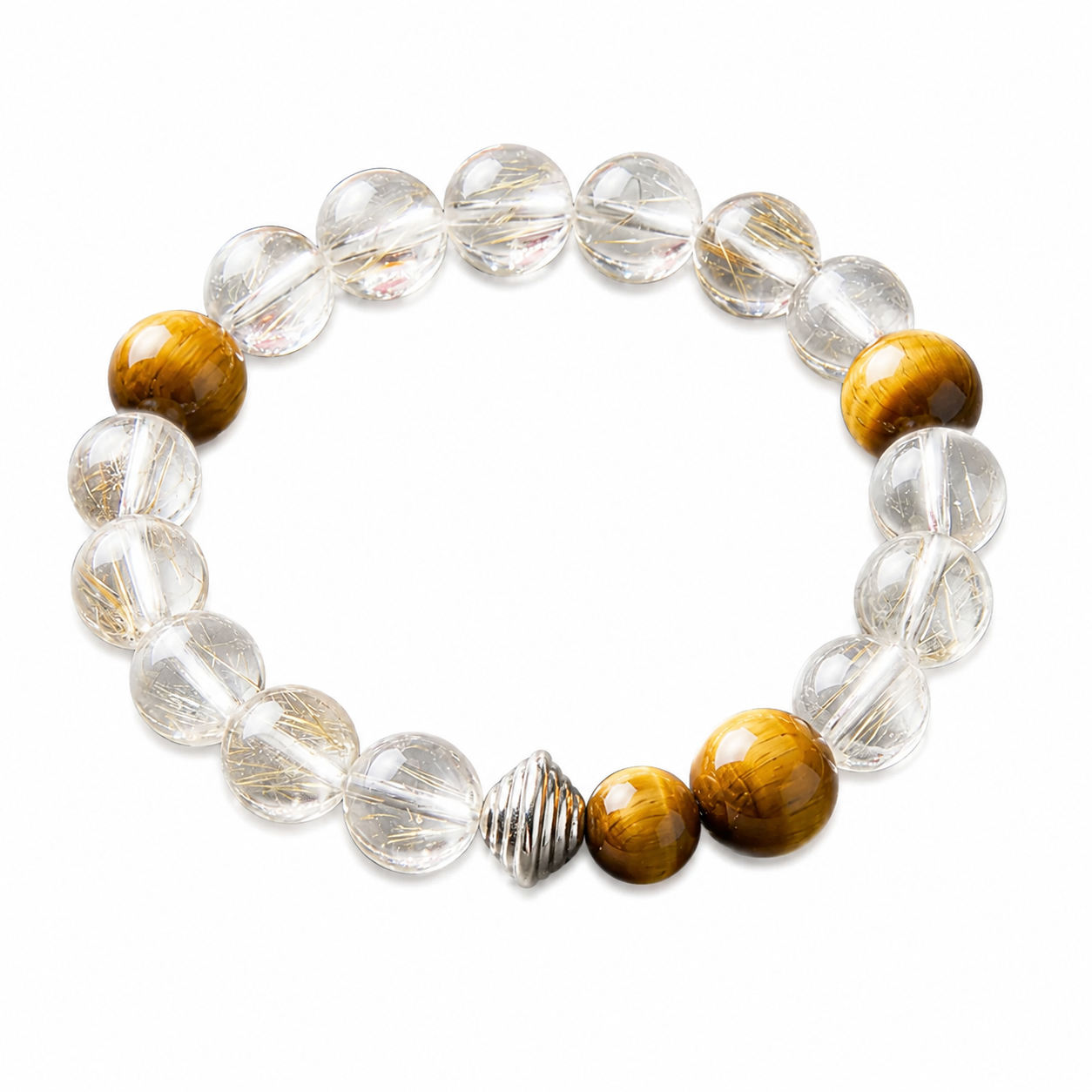 “White Realm Amber Light” Natural Rock Crystal Stretch Bracelet