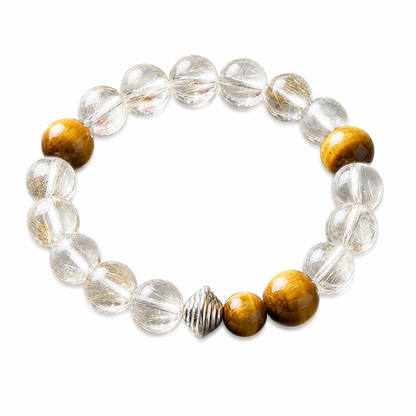 “White Realm Amber Light” Natural Rock Crystal Stretch Bracelet